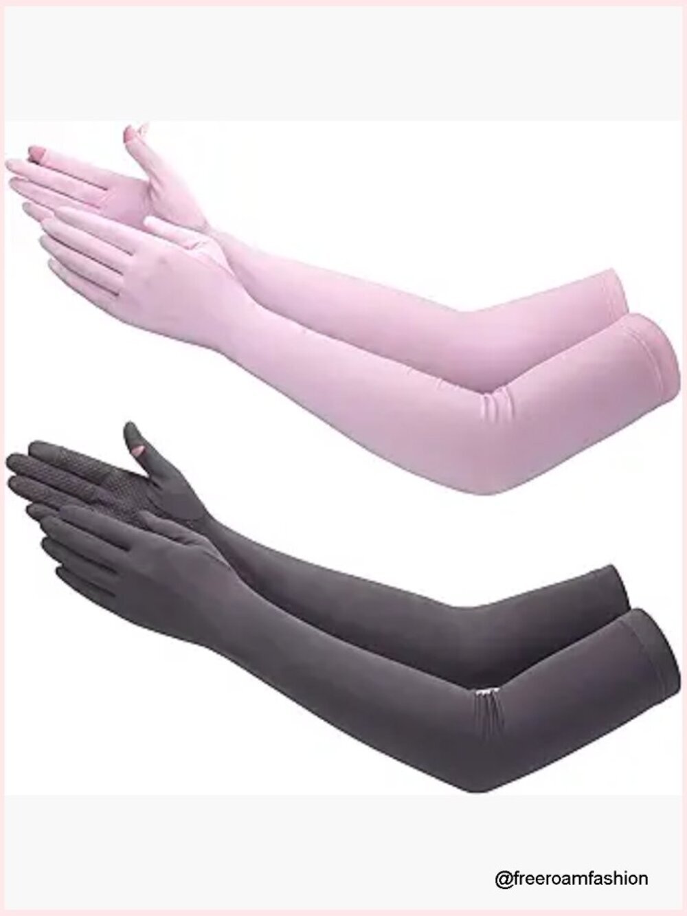 2 Pairs UV Long Sun Gloves Women's Sunblock Driving Non Slip Full Finger Arm
